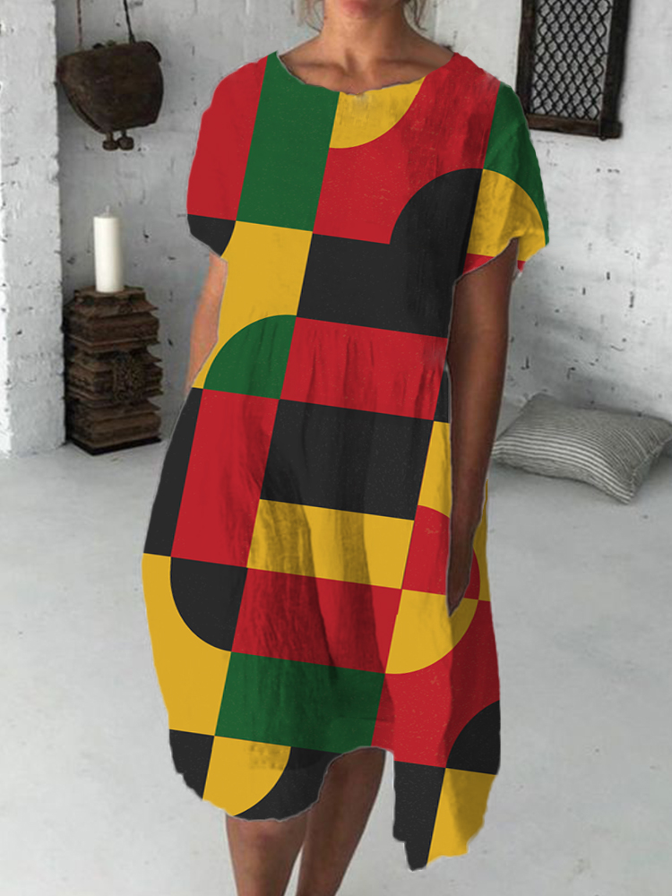 Juneteenth Art Color Block Midi Dress wearshes
