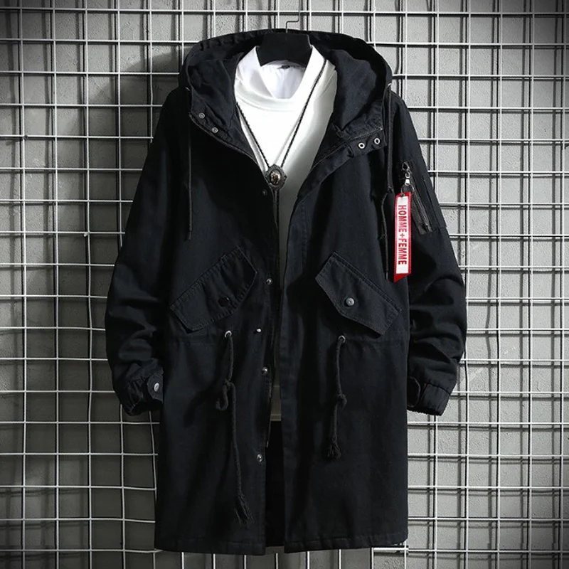 Casual Pocket Hooded Trench Coat Techwear Shop