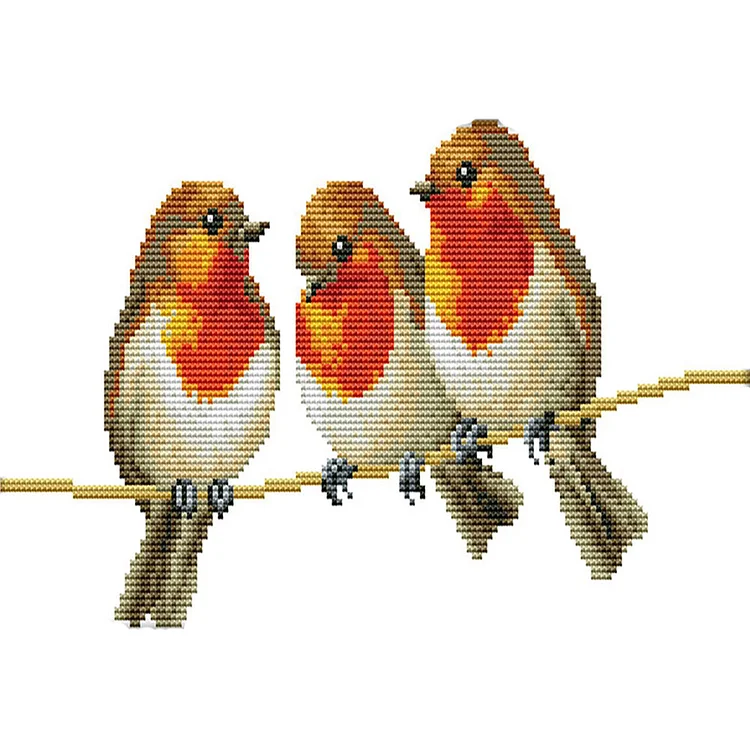 Joy Sunday-Three Little Birds (34*19CM) 14CT Counted Cross Stitch gbfke