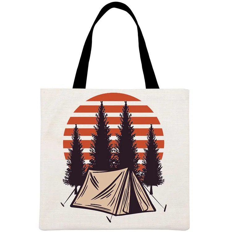 Sunset Camping Printed Linen Bag-Annaletters