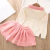 Kid Baby Girls Autumn College Knitted Sweater 3 Pcs Sets