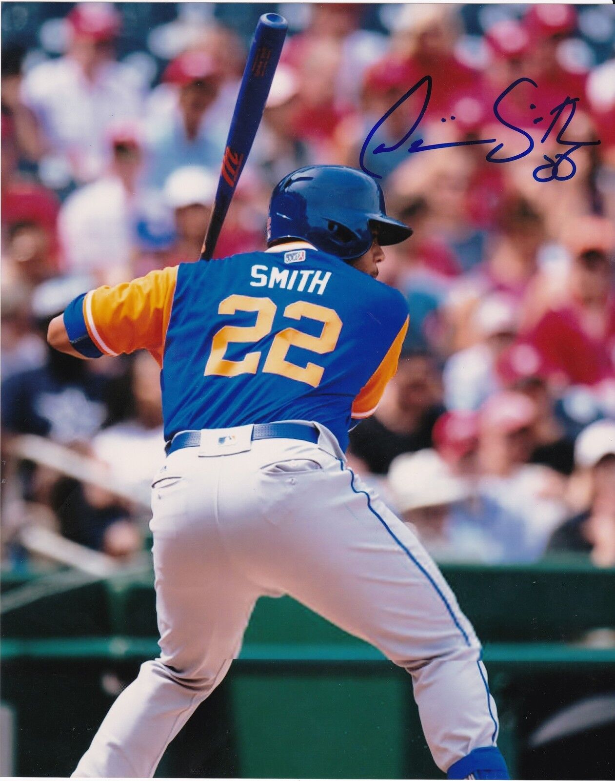 DOMINIC SMITH NEW YORK METS ACTION SIGNED 8x10