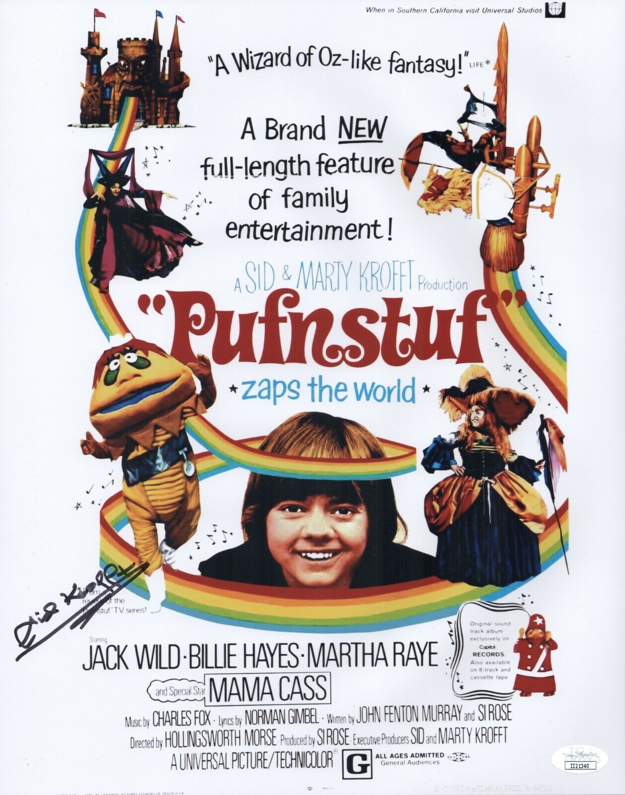 SID KROFFT Signed 11x14 H.R. PUFNSTUF Photo Poster painting In Person Autograph JSA COA Cert