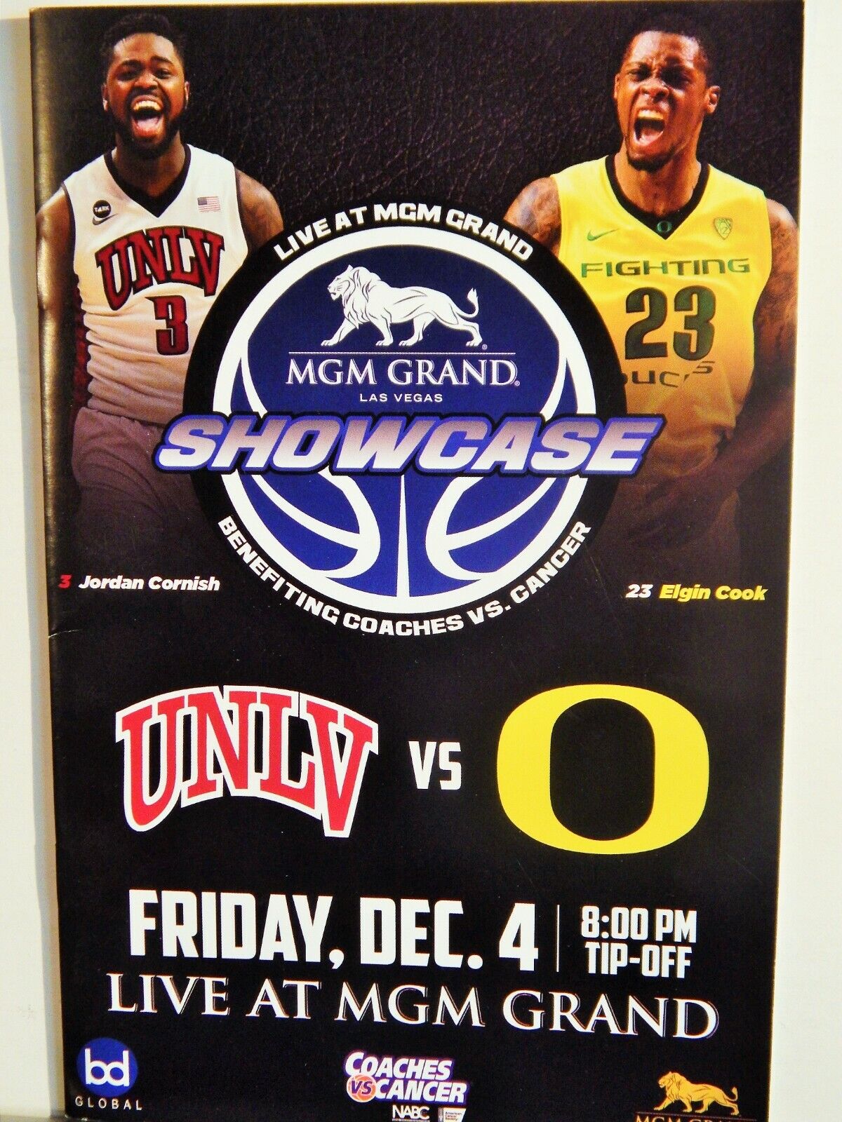 UNLV BASKETBALL VS OREGON DUCKS DEC 4 2015 COACHES VS CANCER GAME PROGRAM