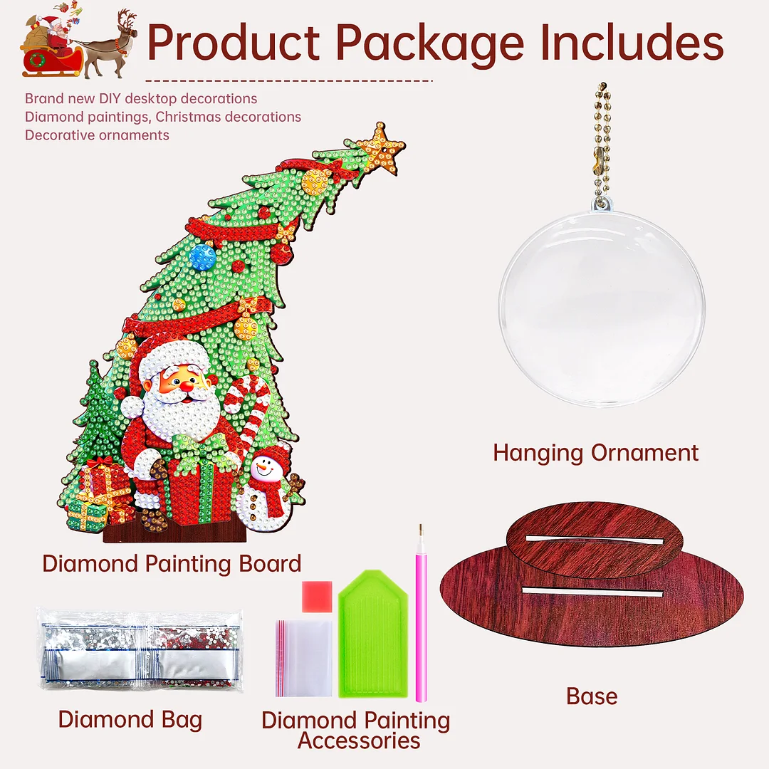 Photo Christmas Tree 5D DIY Diamond Art Tabletop Wood Decorations Ornament Kits
