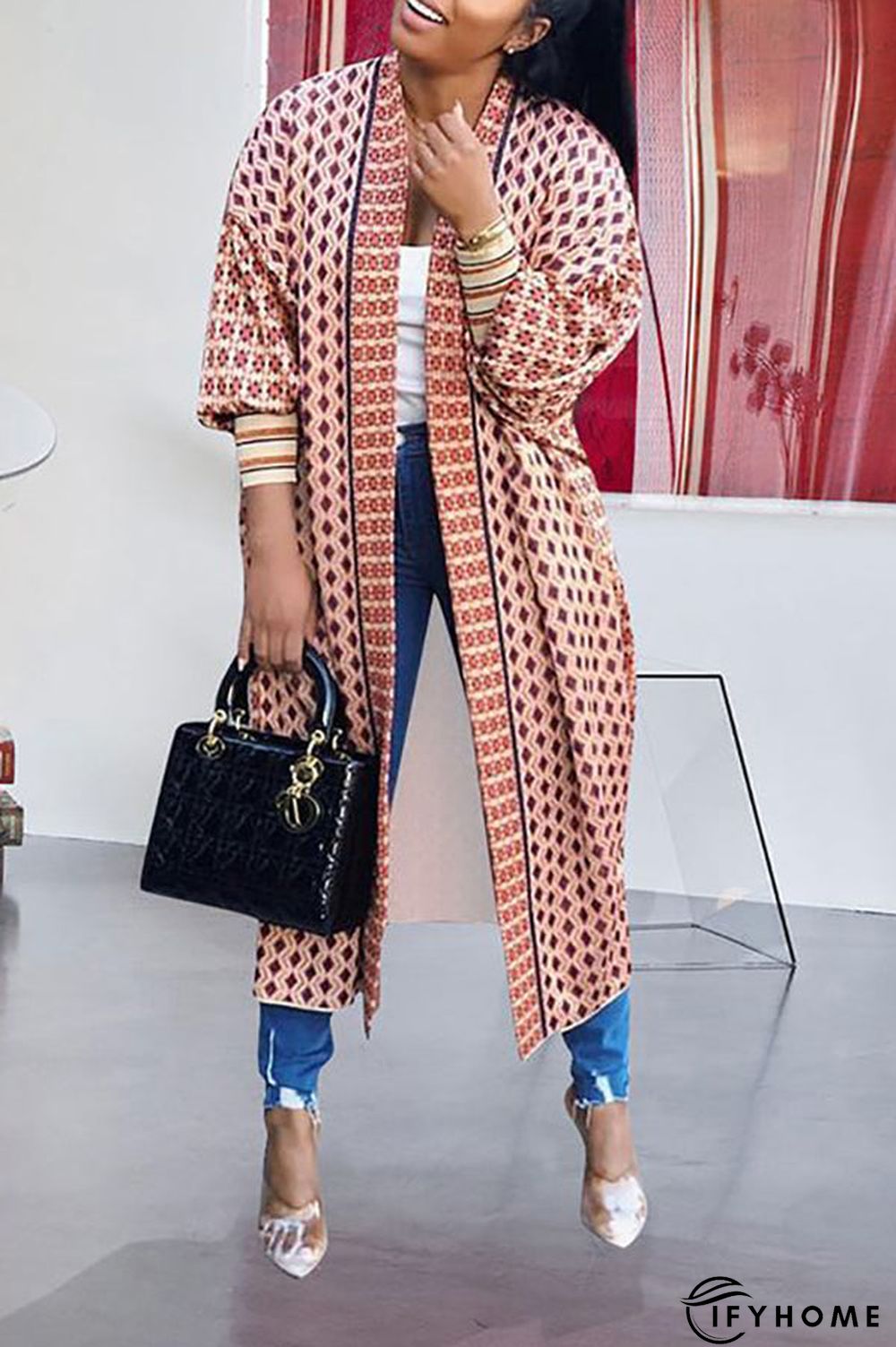 Digital Print Long Sleeve Cardigan Coat | IFYHOME