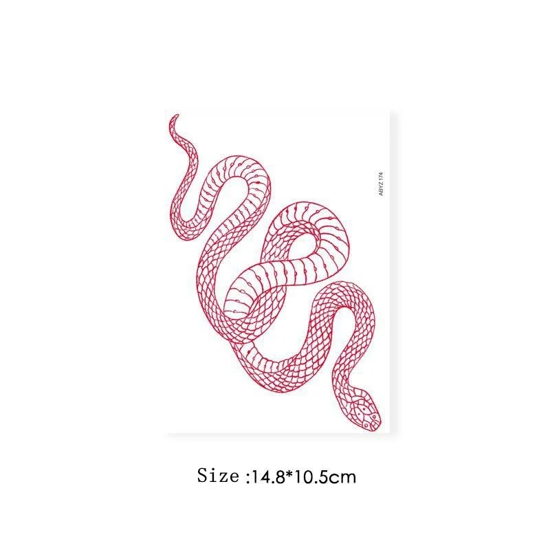 New Red Snake Temporary Tattoo Sticker Waterproof Men and Women Body Art Personality Cool Fake Tattoo Arm Thigh Tattoo Sticker