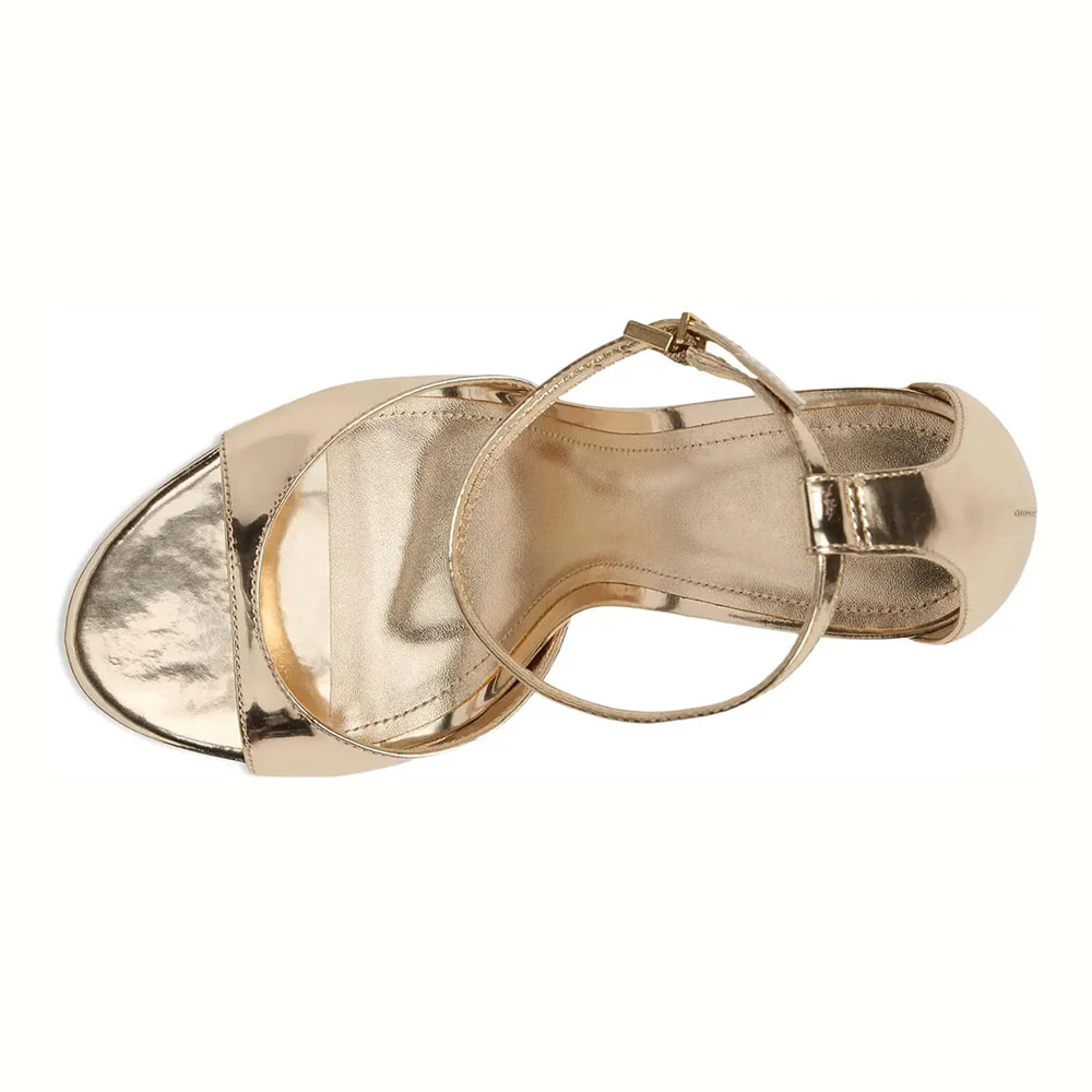 Ankle Strap Buckle Stiletto&nbsp;Heel Metallic Gold Sandals for Women