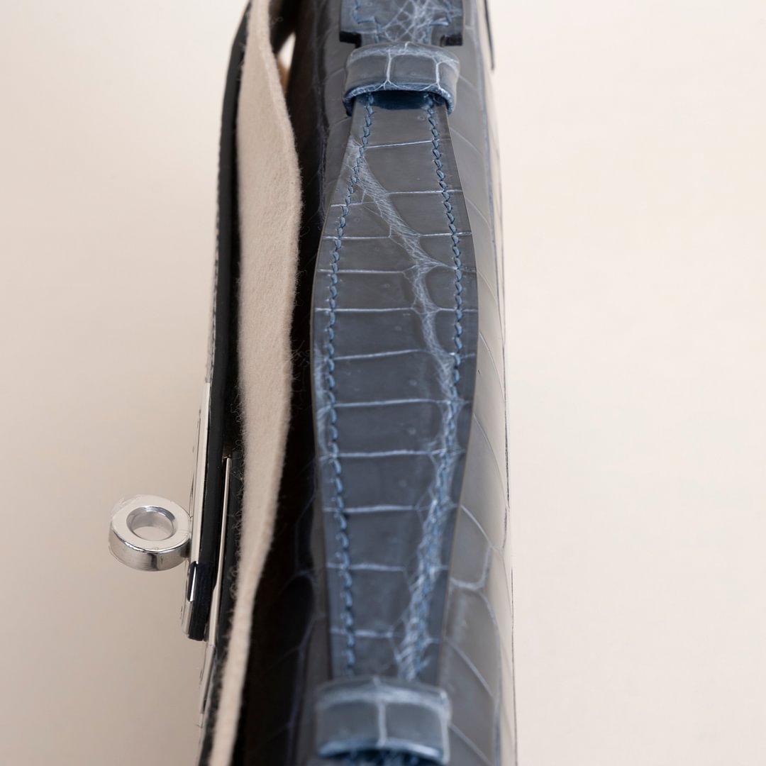 Kelly cut Shiny Niloticus Crocodile N7 Blue Tempete PHW