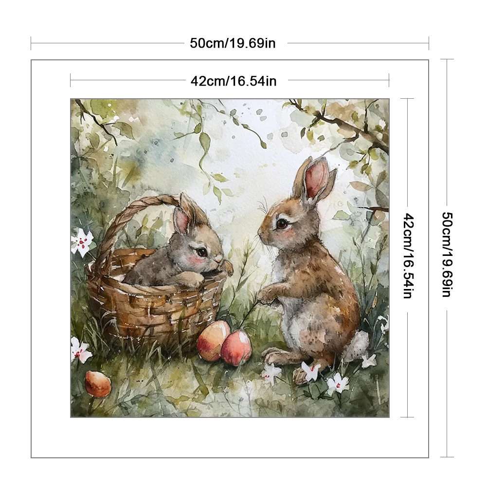 11CT Full Stamped Cross Stitch - Rabbit Playing In Grass(Canvas|50*50CM)