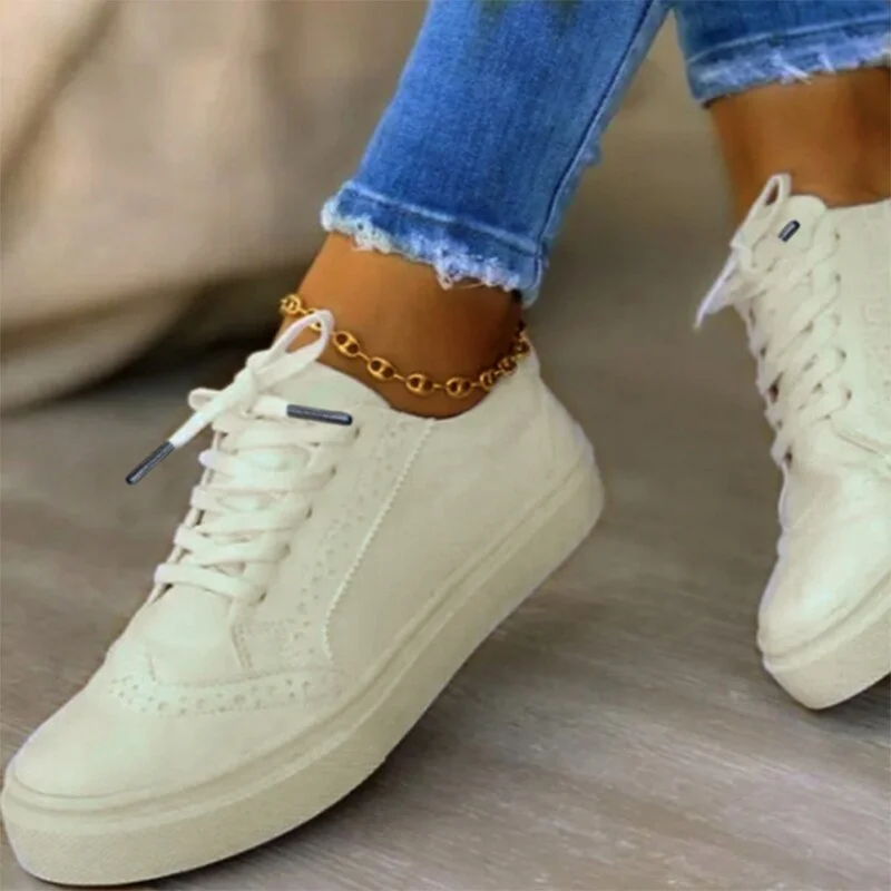 Women Sneakers Flat Platform Lace Up Ladies Flock Female 2021 Spring Vulicanized Shoes Fashion Comfort Low-Cut Woman Footwear