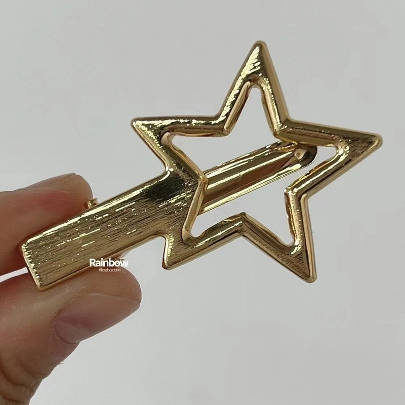Casual Minimalist Women’s Star Solid Color Alloy Metal Hollow Out Hair Clip Hairpin Hair Claws