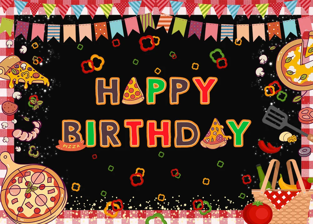 Pizza Cooking Theme Kids Happy Birthday Party Backdrop RedBirdParty