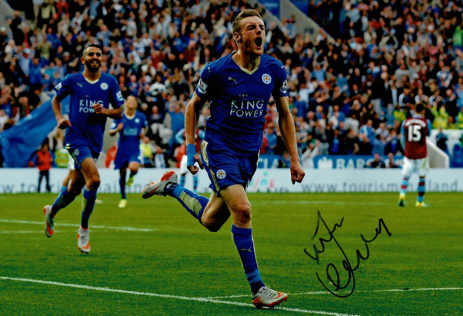 JAMIE VARDY Genuine Hand Signed Photo Poster painting 12X8 Leicester City F.C. COA AFTAL (1411)