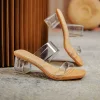 Woman's Elegant Simple Crystal Clear Low Heel Sandals
