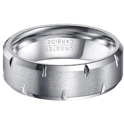 4MM 6MM 8MM 10MM Mens Women Silver Matte Tungsten Carbide Rings High Polished Beveled Edge Grooves Carbon Fiber Couple