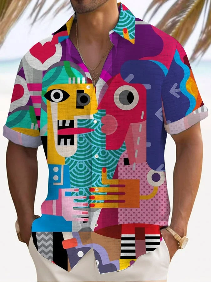 Men's Fashion Art Geometric Print Casual Shirt