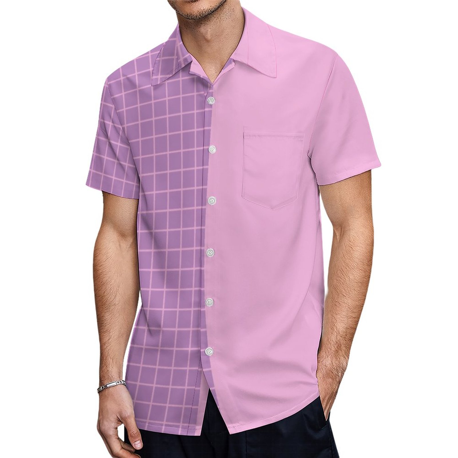 Kawaii Harajuku Pastel Goth Checkered Hawaiian Shirt Mens Button Down Plus Size Tropical Hawaii Beach Shirts
