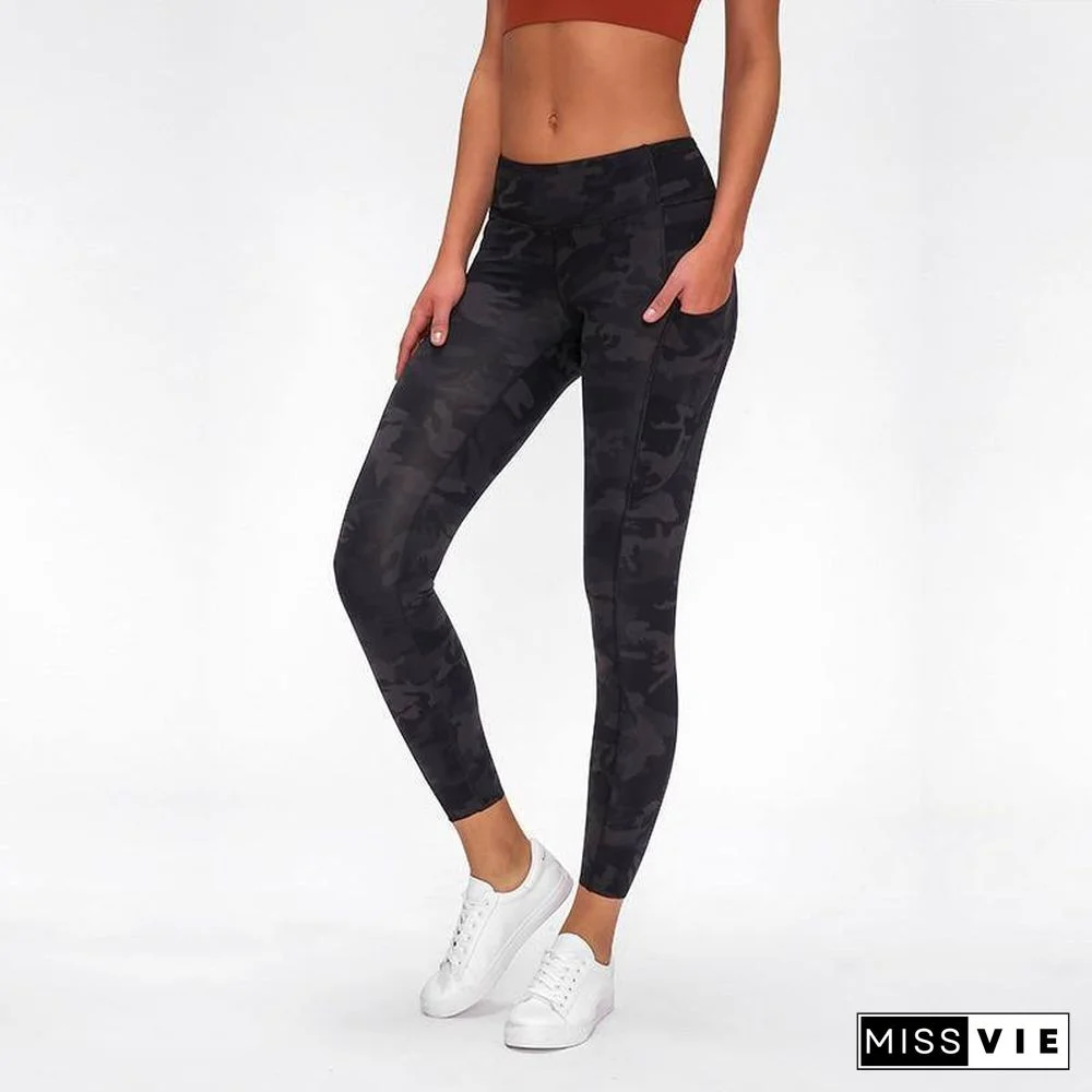 High Waist Yoga Pants With Pockets Sport Leggings Women Tummy Control Workout Running 4 Way Stretch Gym Leggings