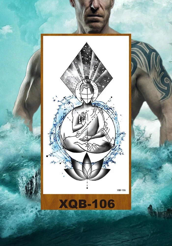 Temporary Tattoo Sticker Man Woman Arm Body Art Fake Tatoo Buddha Bodhisattva Believer Religion Valkyrie Female Warrior Goddess