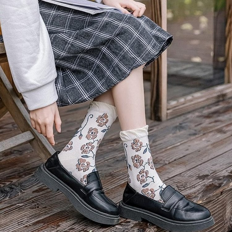Fairy Tales Aesthetic Cottagecore Fashion Spring Floral Socks Set QueenFunky