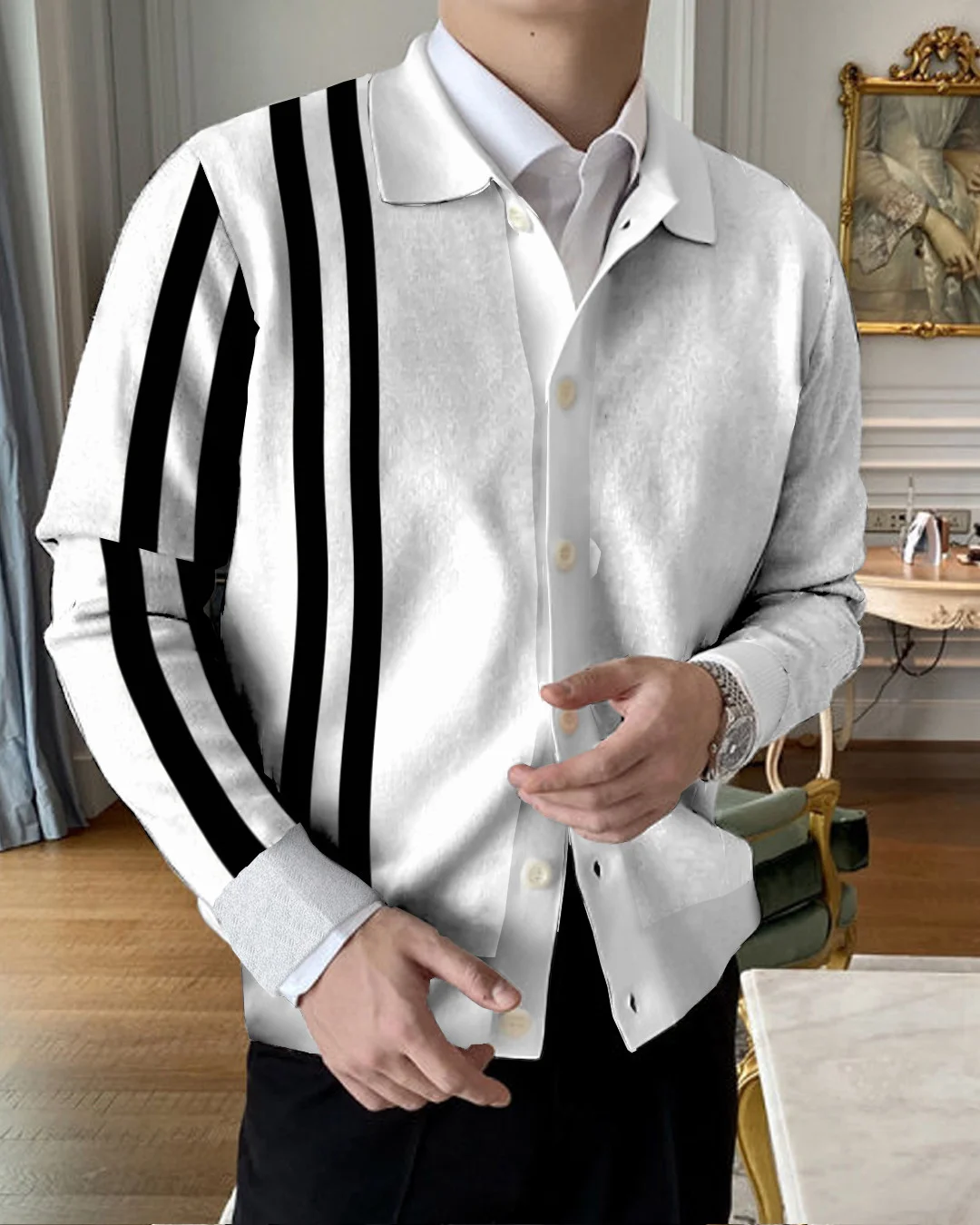 Men's Lapel Knitted Sweater Cardigan 5a3b