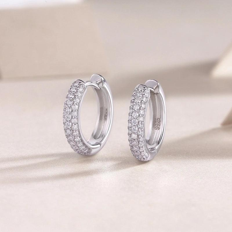 1 Pair White Gold Plated 925 Sterling Silver Moissanite Geometric Earrings