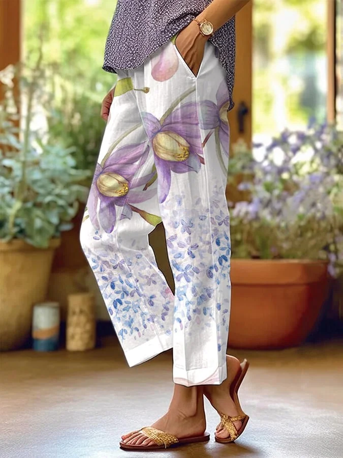 Women'S Floral Print Casual Trousers