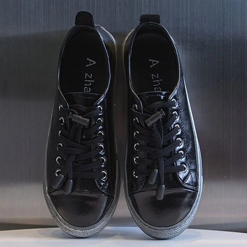CXJYWMJL 2021 New Women Genuine Leather Sneakers Autumn Fashion Little White Shoes Ladies Vulcanized Shoes Female Casual Sneaker