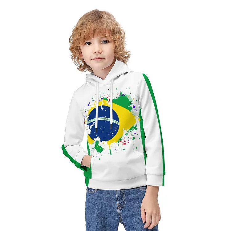 Hoodie for Kids Brazil Flag1 GREEN2 GREEN2 Brazil Flag Green1 Green1 GREEN2 GREEN2