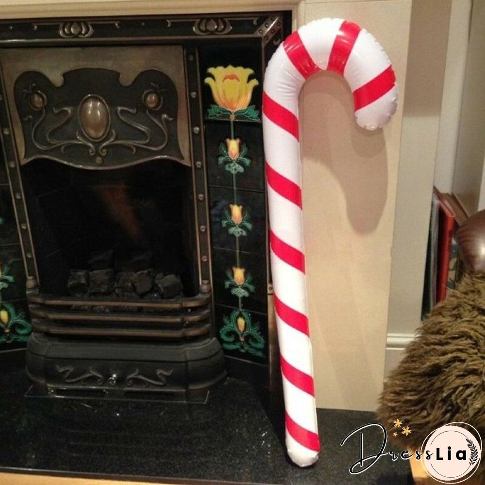 90cm Giant Inflatable Candy Cane Stick Blow Up Toy Boy Girl Christmas Stocking Filler PVC Air-filled Toys Xmas Home Decor Gifts