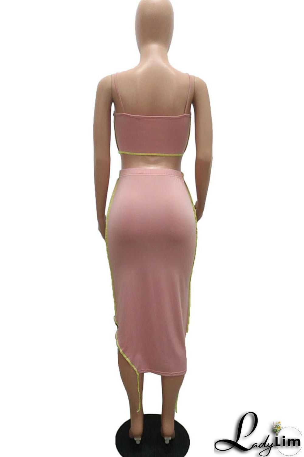 Burgundy Sexy Print Split Joint Asymmetrical Spaghetti Strap Sleeveless Two Pieces