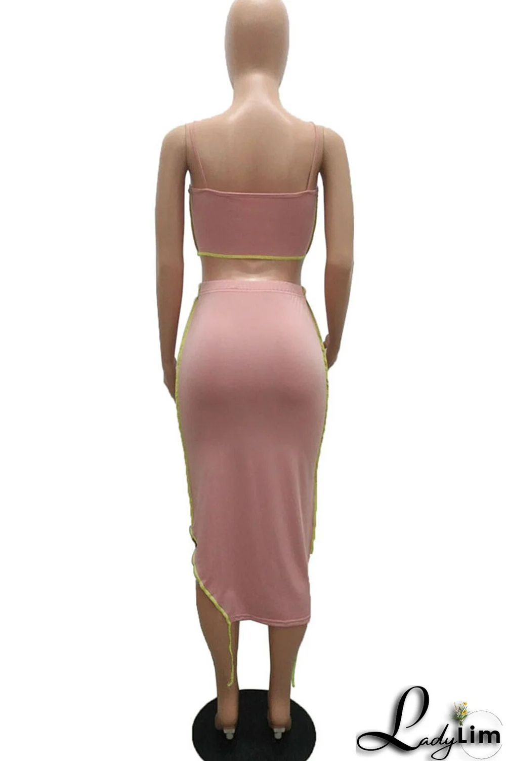 Burgundy Sexy Print Split Joint Asymmetrical Spaghetti Strap Sleeveless Two Pieces