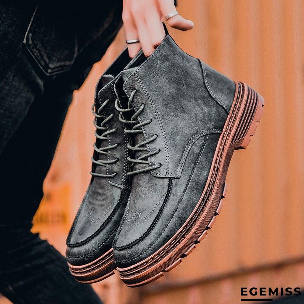 Ankle Men Boots Leather Retro Martin Boots Men Waterproof Tooling Boots Leisure | EGEMISS