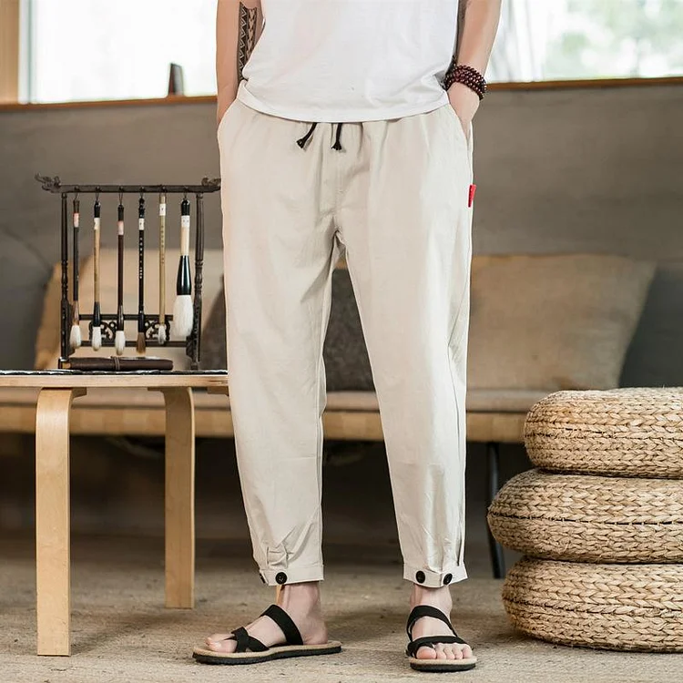 Linen Pants Straight Leg Pants Men's Pants Straight Casual