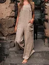 Flax Cotton Wide Leg Sleeveless Jumpsuits