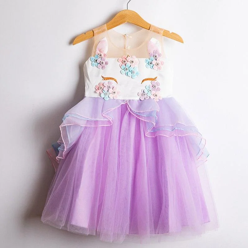 2021 Fantasy Unicorn Dress For 3-8 Year Girl Children's Princess Costume Kids Birthday Party Infant Tutu Child Clothes