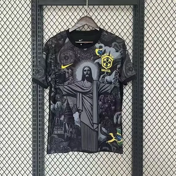 24-25 Brazil Jesus Black Football Shirt - New