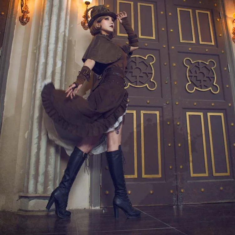 Steampunk ruffled skirt