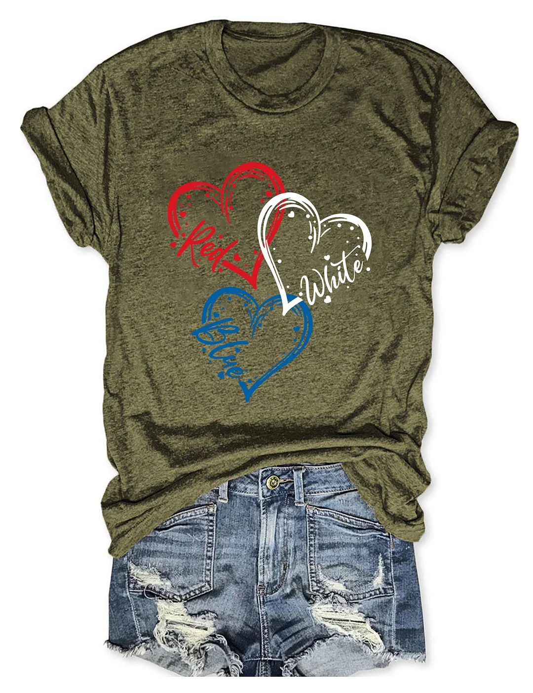 Heart Red White Blue 4th Of July T-shirt