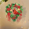 Diamond Painting Christmas Cardinal Wall Decor Wreath Pendant
