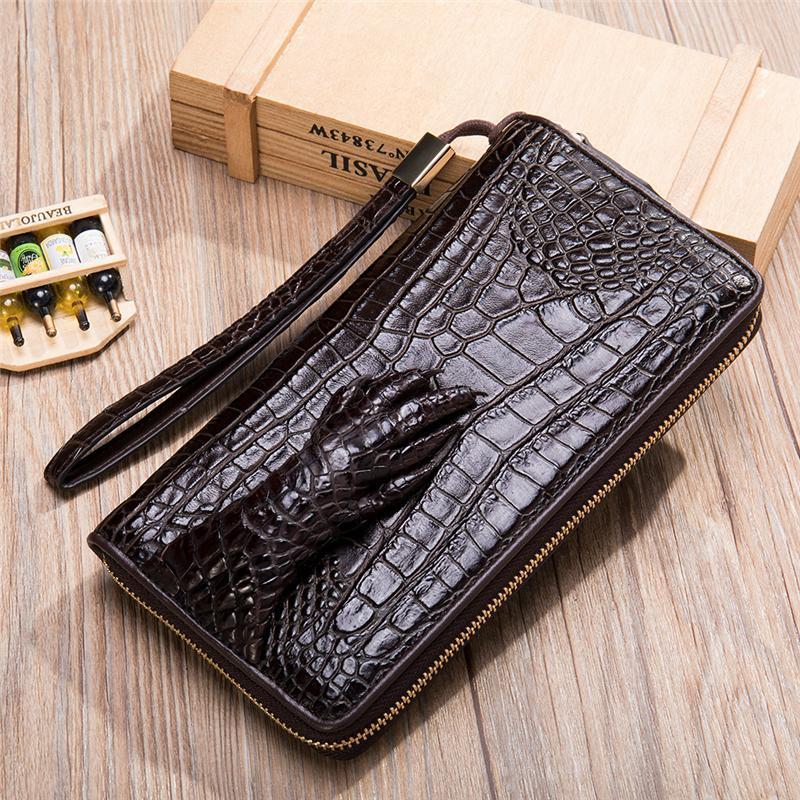Business Crocodile Simple Style Casual Durable Leather Clutch Bag