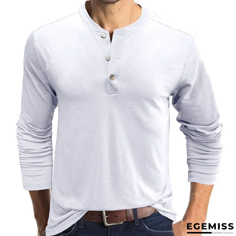 Men's Long Sleeved T-shirt Men's Bottom Shirt Top Men's Clothes Henry T-shirt Round Neck | EGEMISS