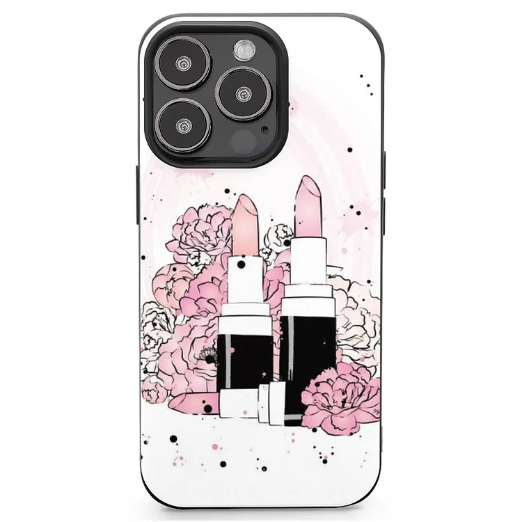 Lipstick Peonies Mobile Phone Case Shell For IPhone 13 and iPhone14 Pro Max and IPhone 15 Plus Case - Heather Prints Shirts