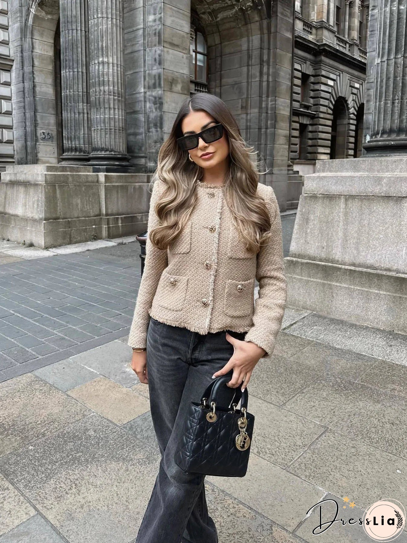 Women's Jacket Coat Tweed Cropped Jacket New in Outerwears Autumn Winter Crop jacket Woman Long Sleeve Elegant Short Coats