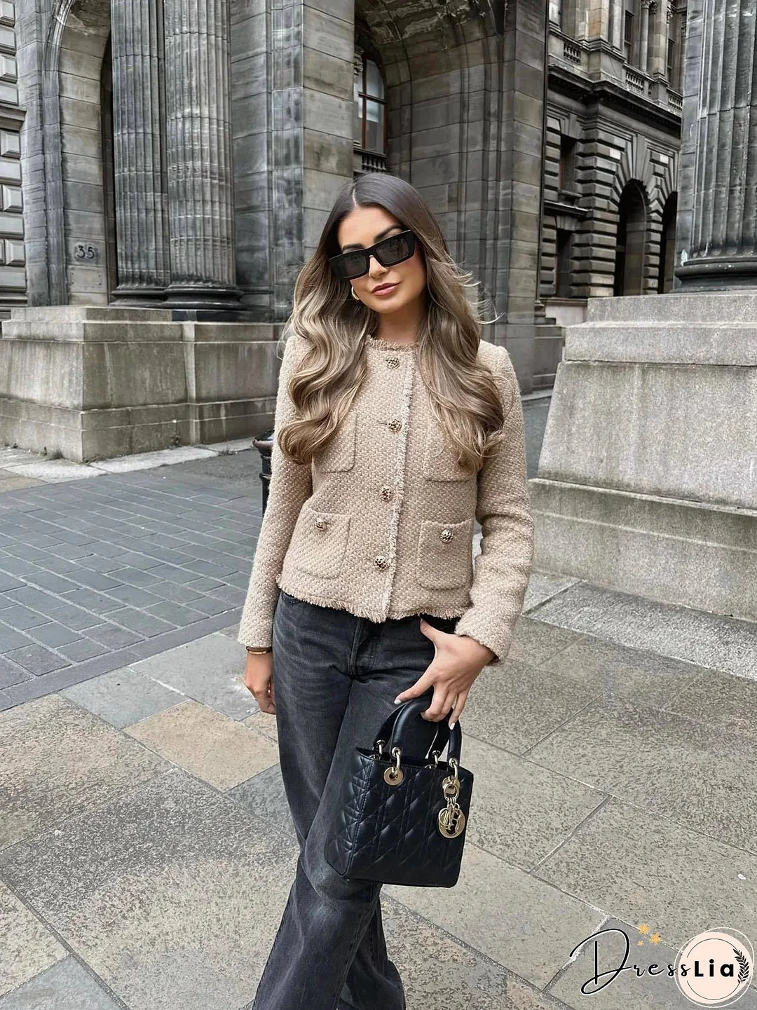 Women's Jacket Coat Tweed Cropped Jacket New in Outerwears Autumn Winter Crop jacket Woman Long Sleeve Elegant Short Coats