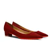30mm/1.2 Inch Suede Low Heel Red Bottom Pointed Toe Wedding Walking Shoes