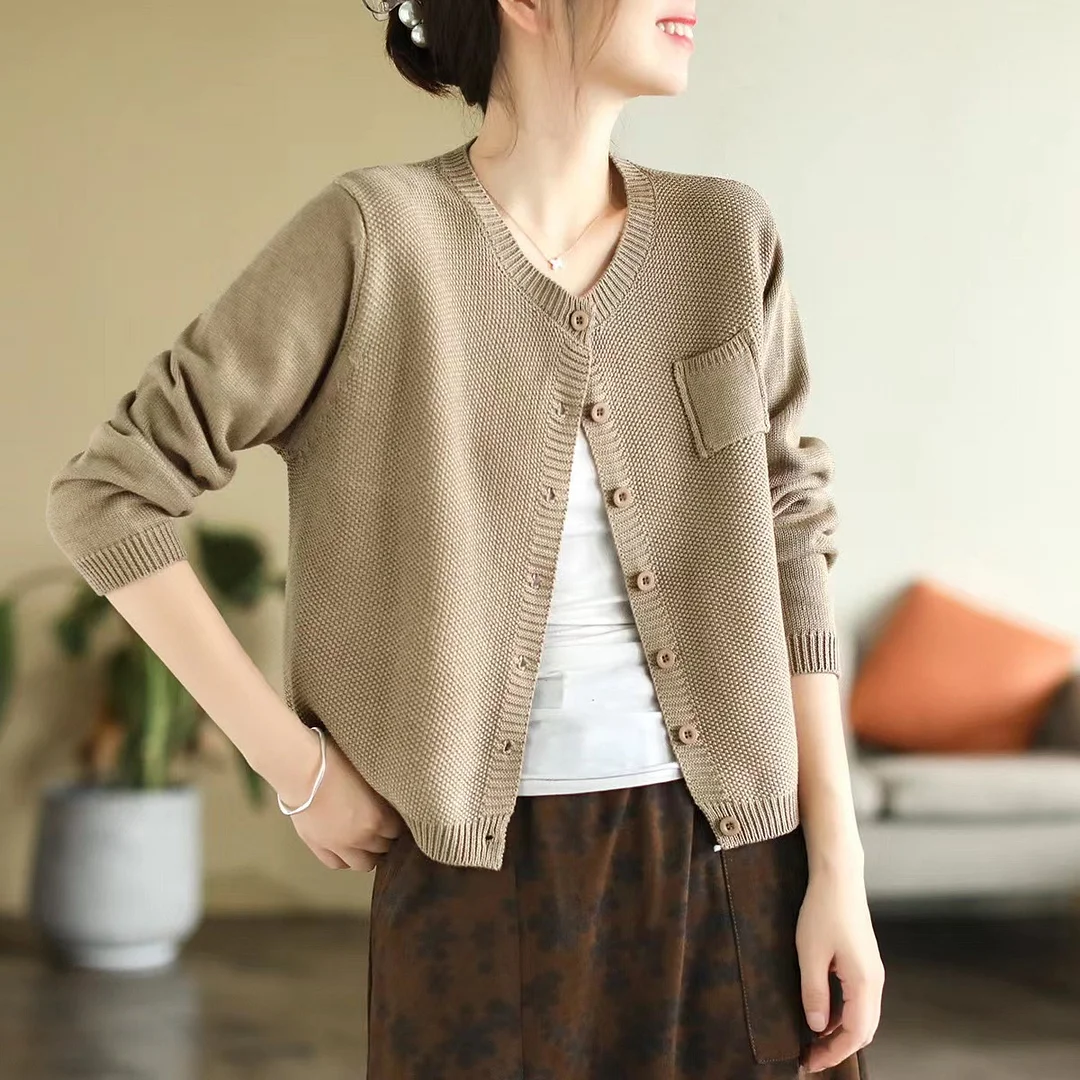 Chicfifth Sweater Women Winter Long Sleeve High Quality Autumn Vintage Top Knitted Cardigan