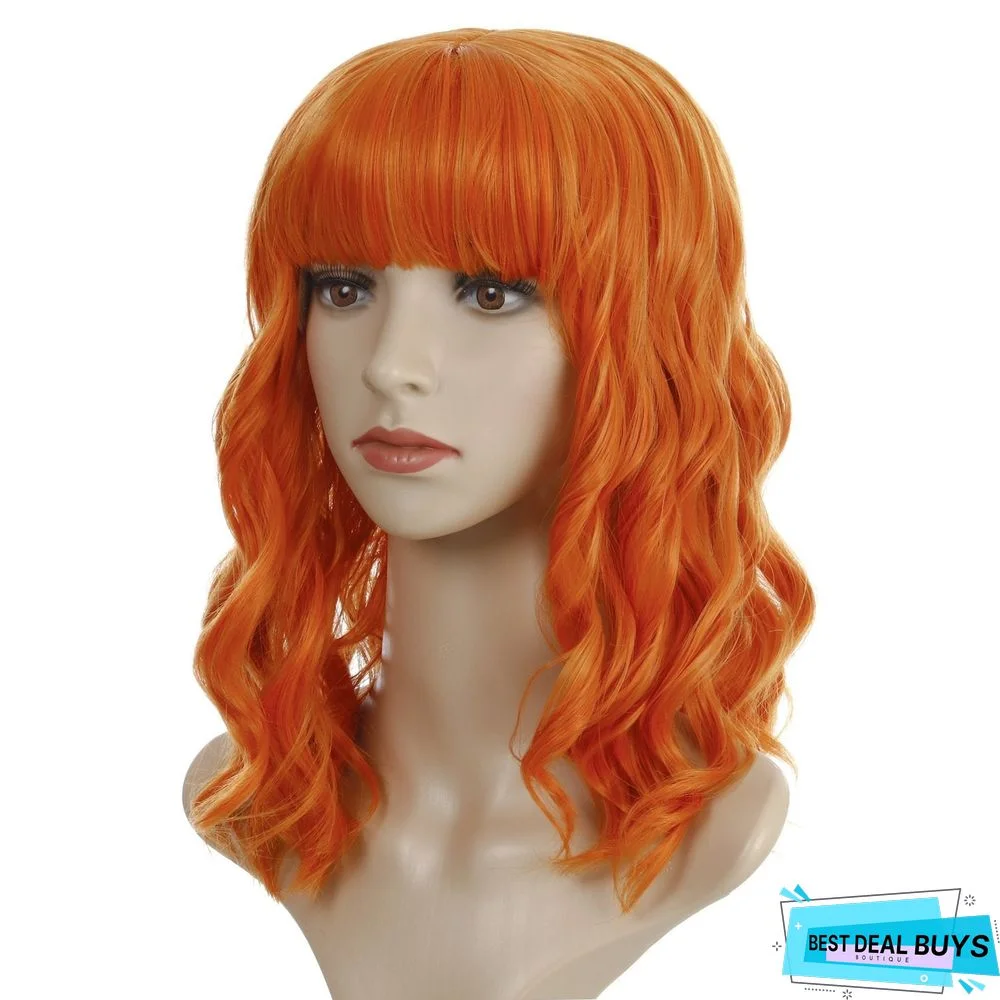 European and American Short Curly Hair with Bangs and Chemical Fiber Headgear