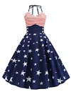 Swing Dress Stars Striped Halter 1950s Dress